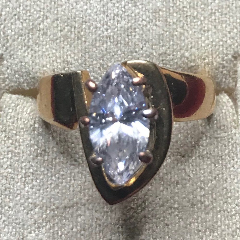 Gold=plated ring with cubic zirconia